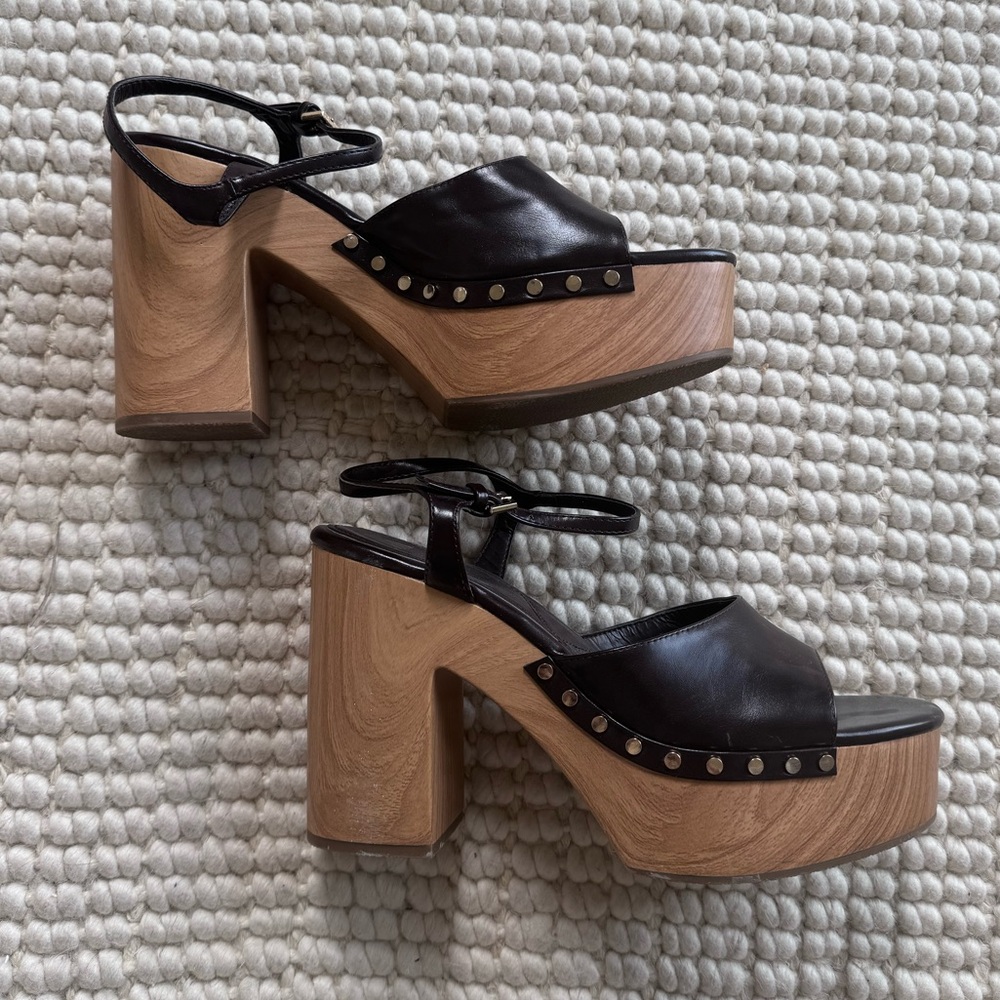 Zara Platform Sandal Brown with Studs size 41 Like New